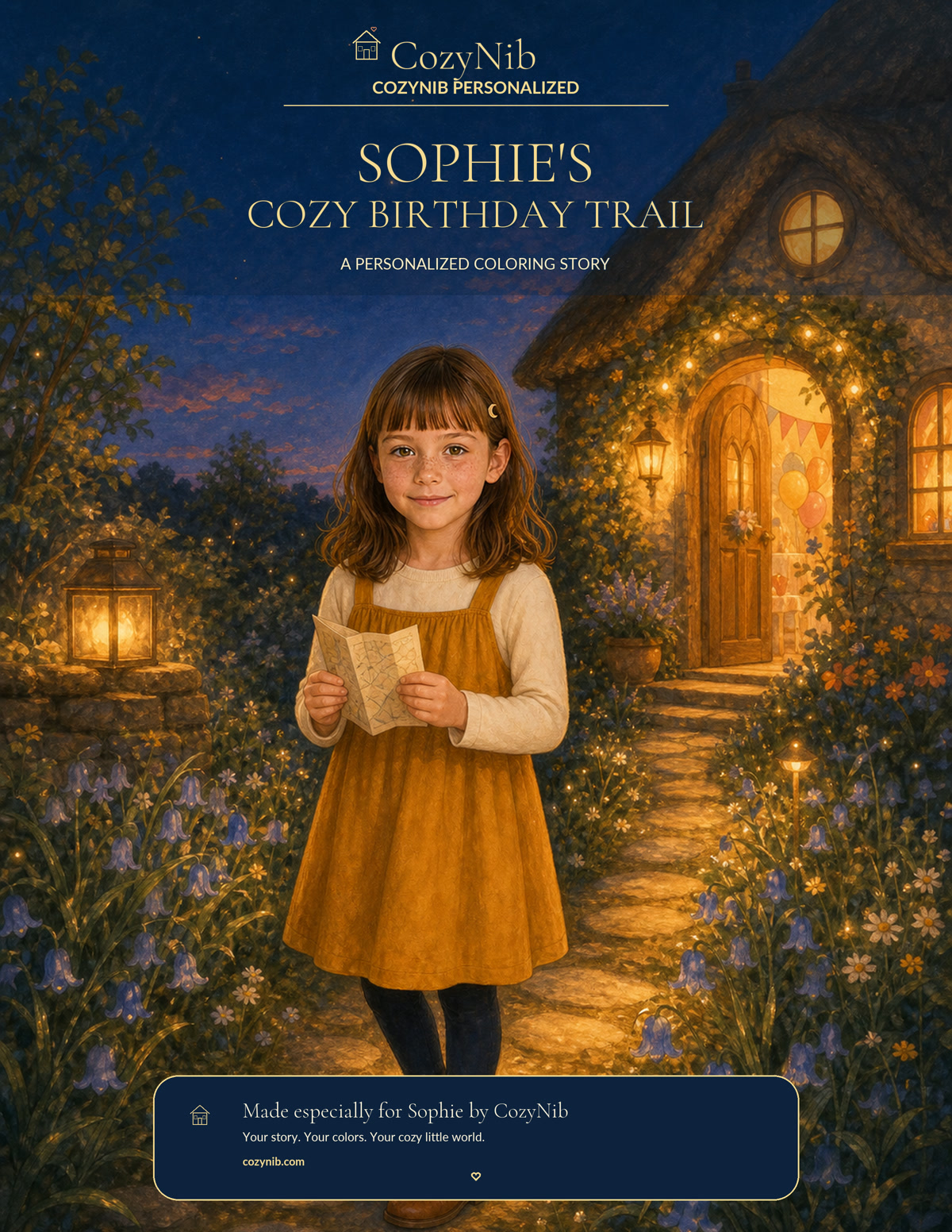 Sample personalized CozyNib story cover featuring Sophie